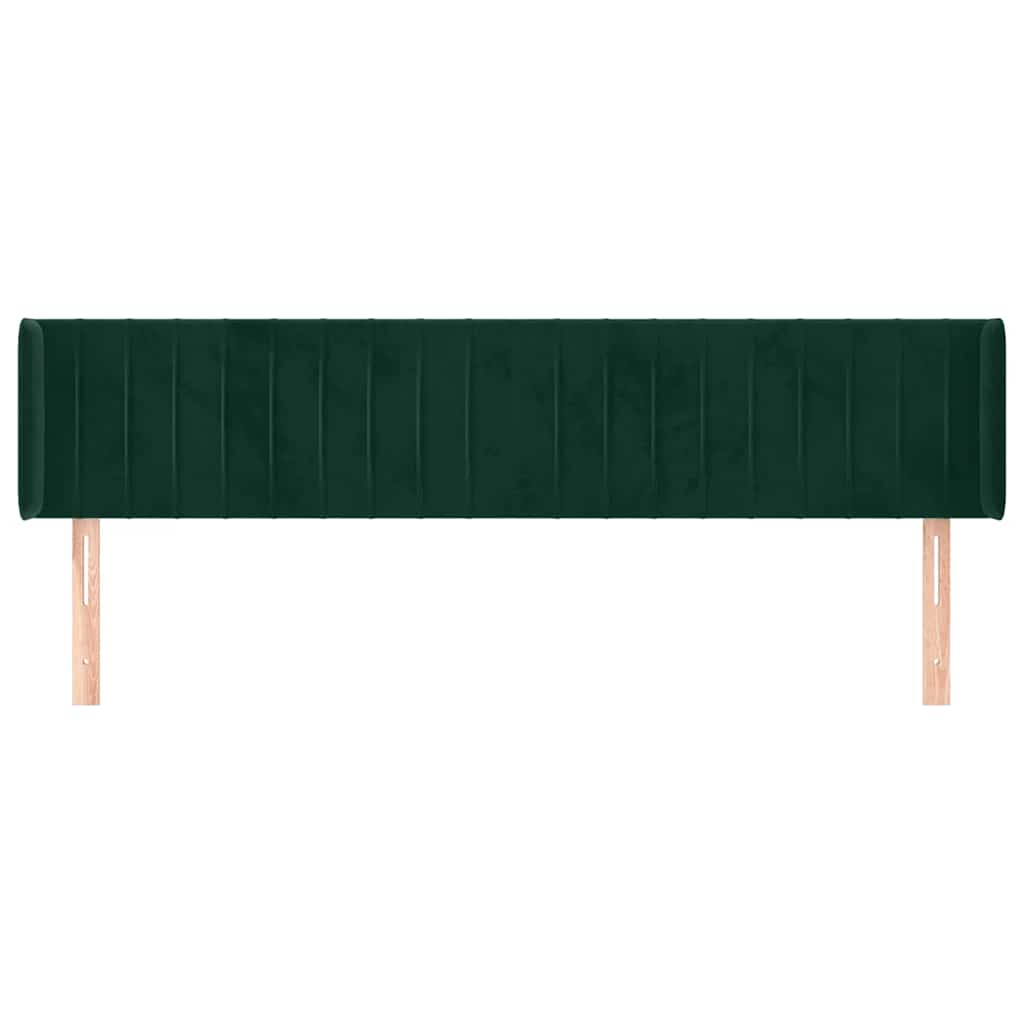 Cabeceira de cama c/ abas veludo 203x16x78/88cm verde-escuro
