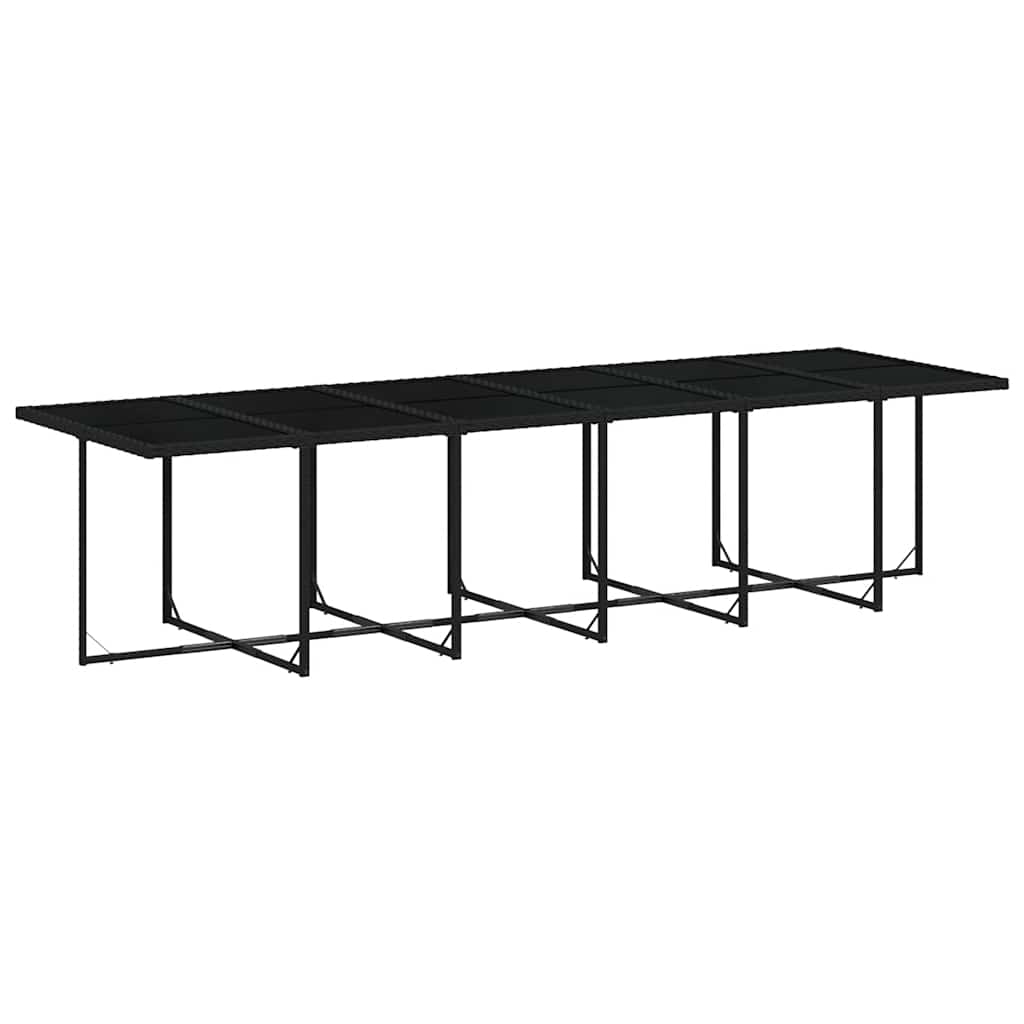 13 Pcs conjunto de jantar p/jardim com almofadões vime PE preto