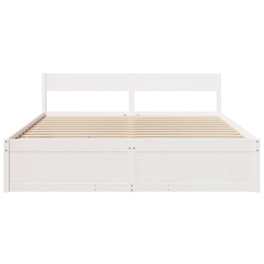 Cama sem colchão 200x200 cm madeira de pinho maciça branco