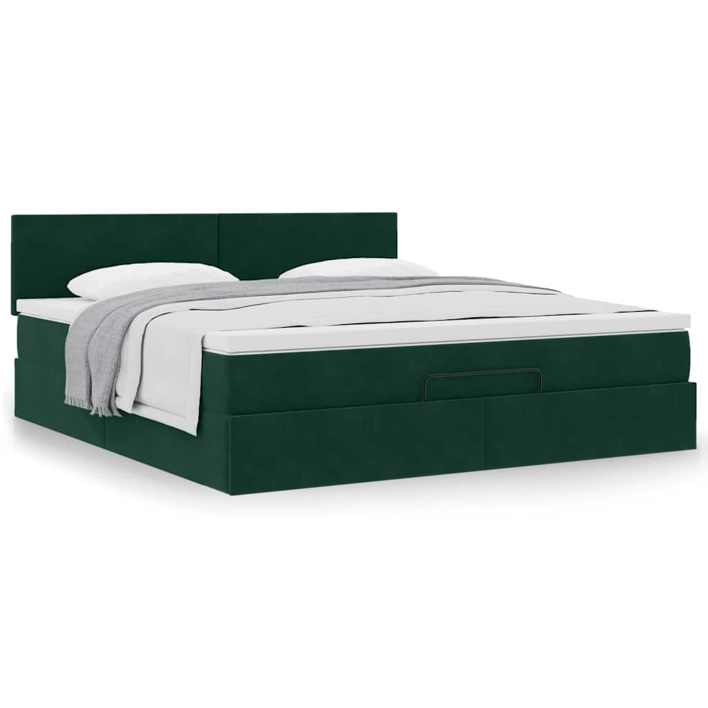 Estrutura de cama otomana com colchão 180x200 cm verde escuro