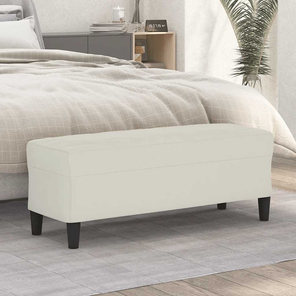 Banco 100x35x41 cm veludo cor creme