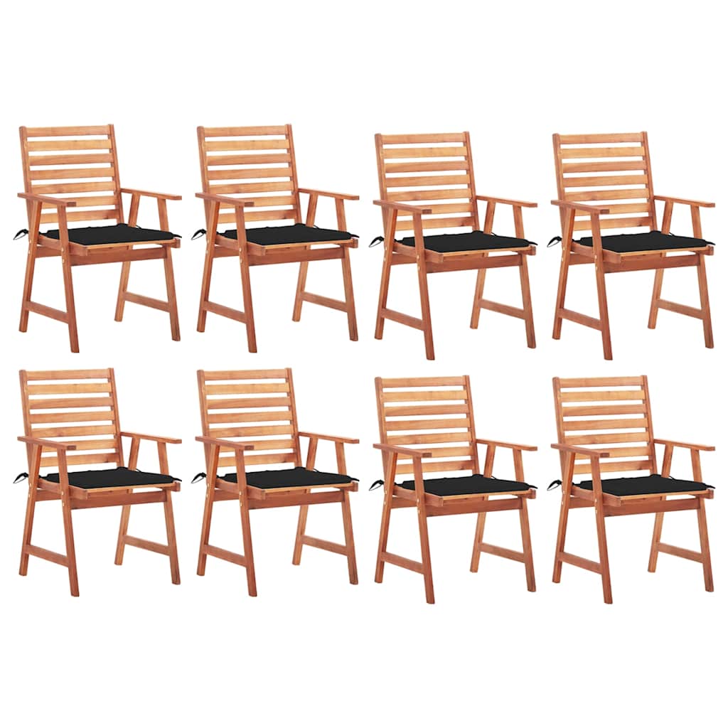 Cadeiras de jantar p/ jardim 8 pcs c/ almofadões acácia maciça