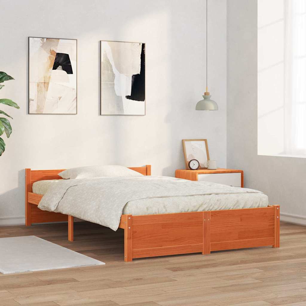 Estrutura da cama marrom cera 195,5 x 140,5 x 51 cm