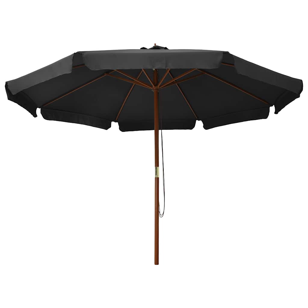 Guarda-sol de exterior com poste de madeira 330 cm antracite