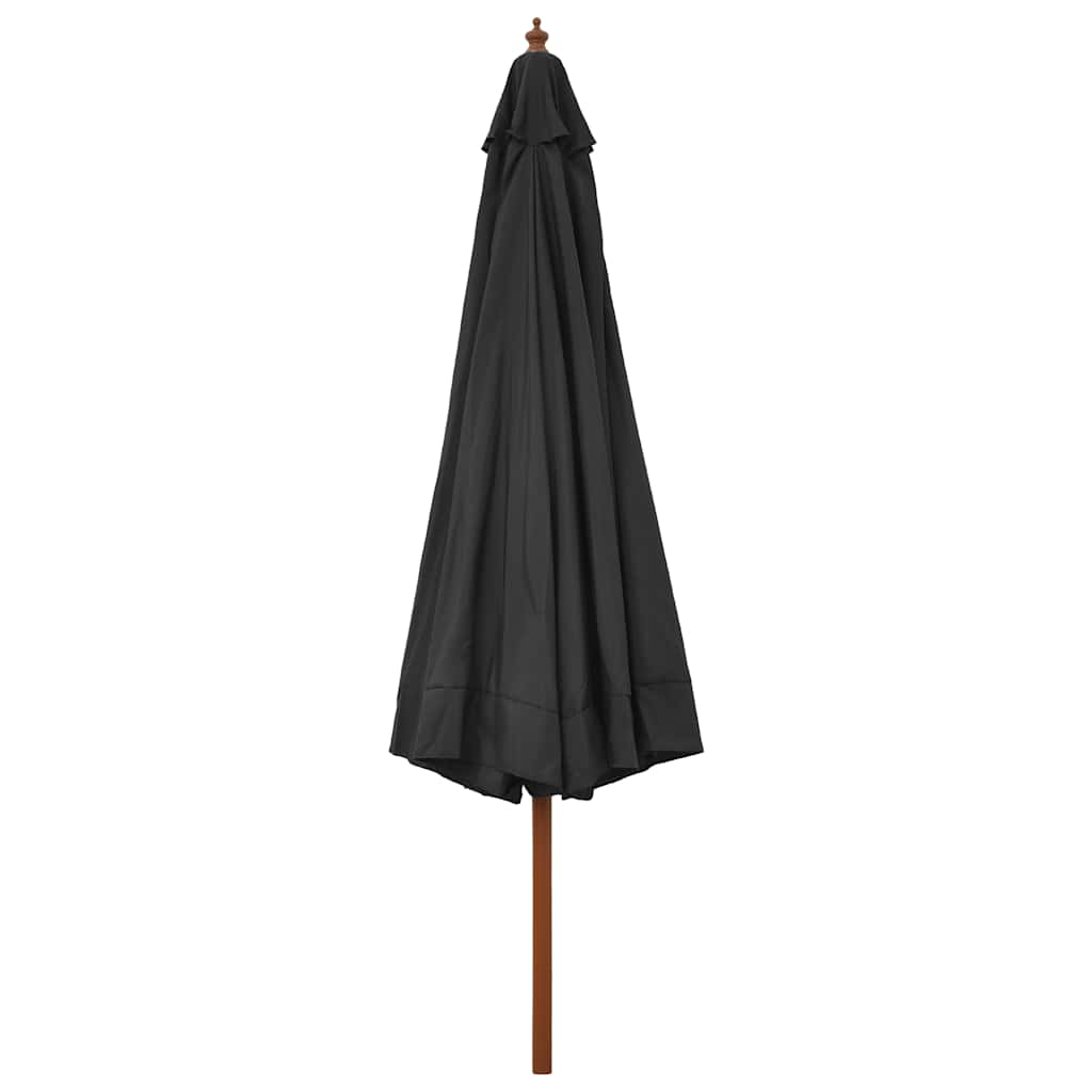 Guarda-sol de exterior com poste de madeira 330 cm antracite