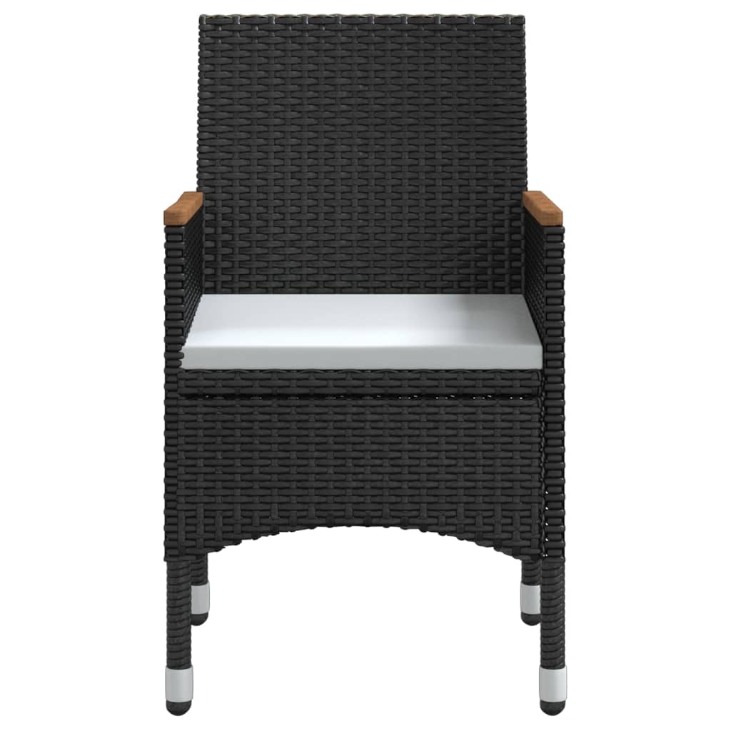 5 Pcs conjunto de jantar p/ jardim c/ almofadões preto