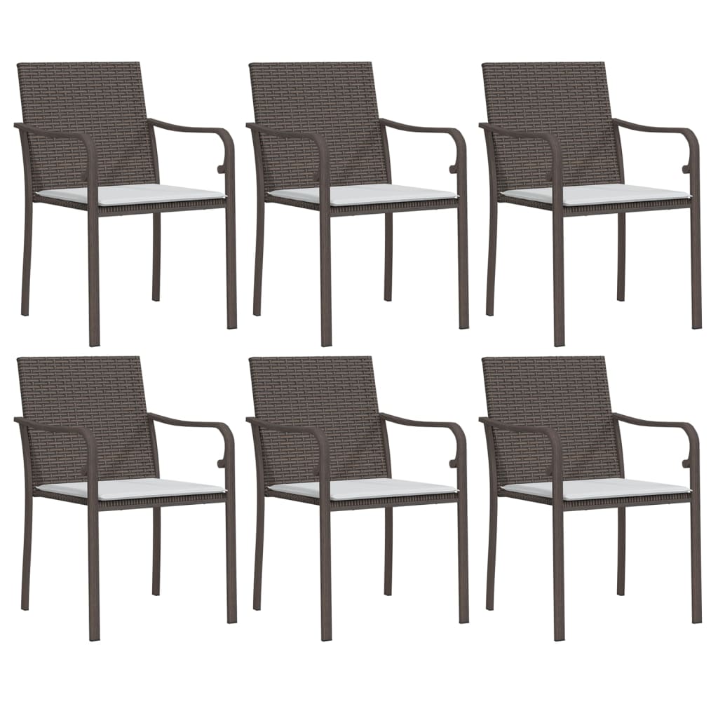 7 Pcs conjunto de jantar p/ jardim c/ almofadões vime PE e aço
