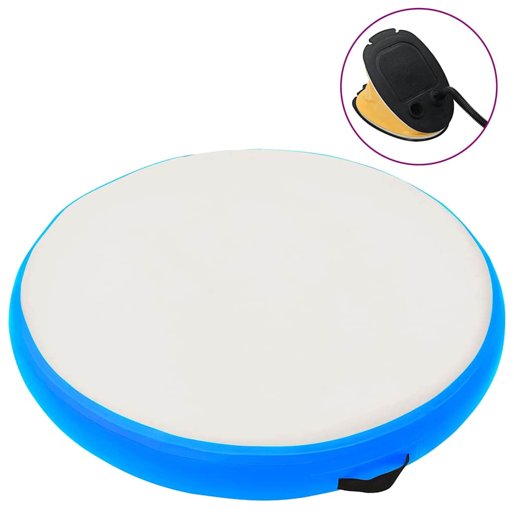 Tapete de ginástica insuflável com bomba 100x100x10 cm PVC azul