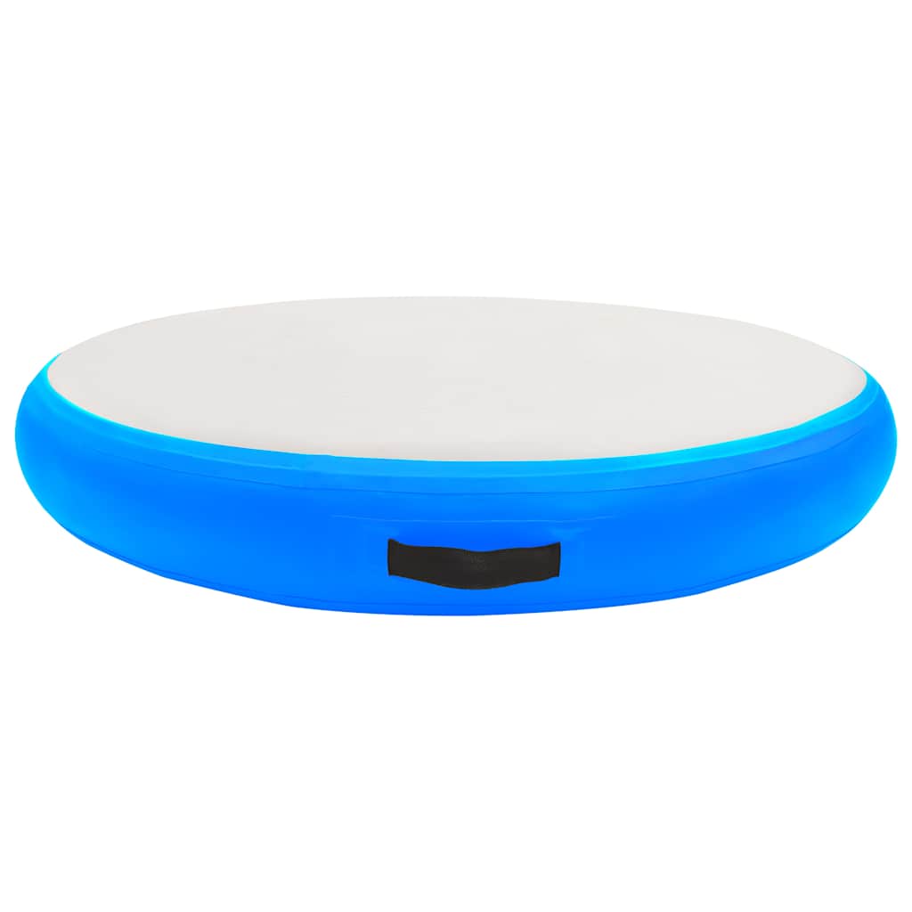 Tapete de ginástica insuflável com bomba 100x100x10 cm PVC azul
