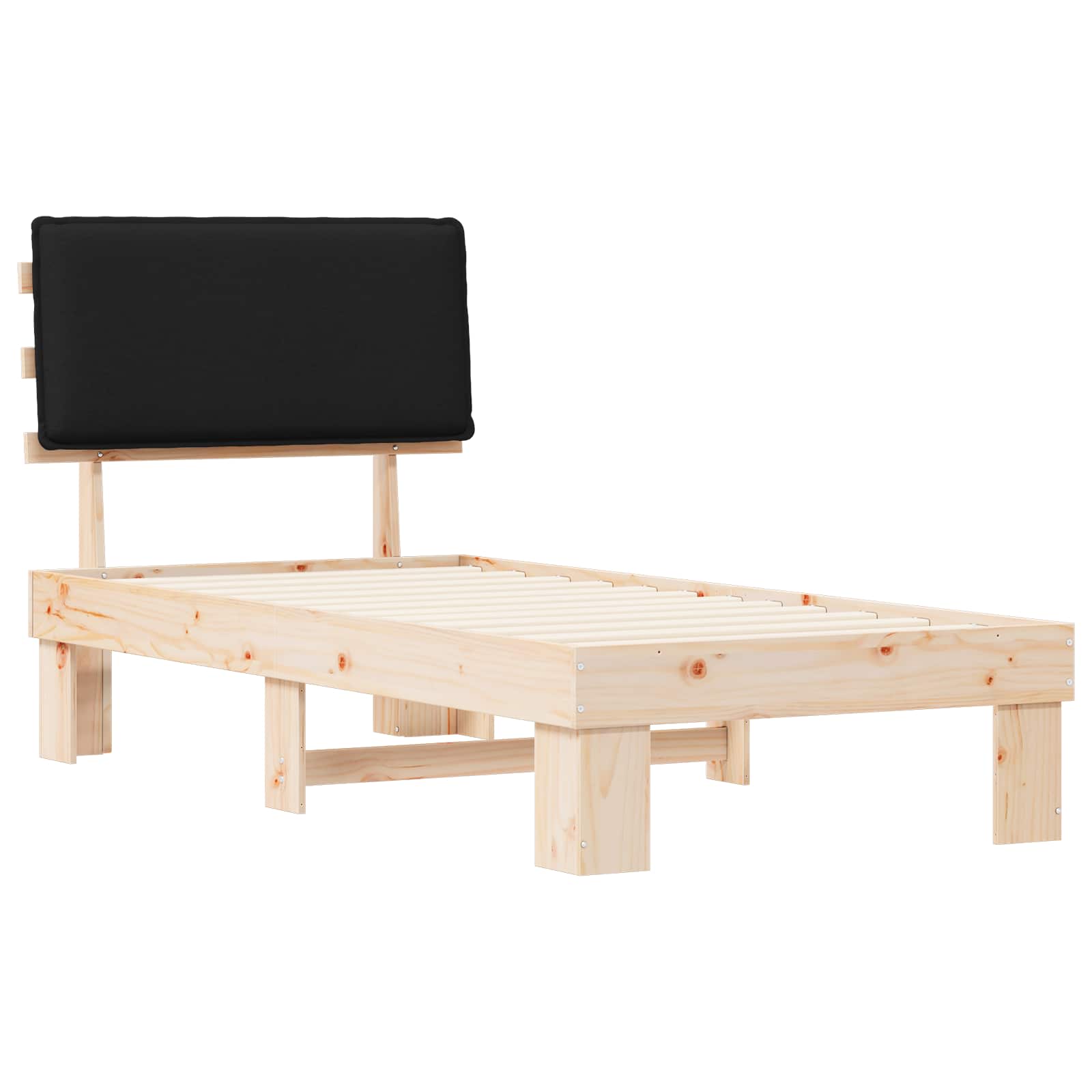 Estrutura de cama com cabeceira estofada preto 75 x 190 cm