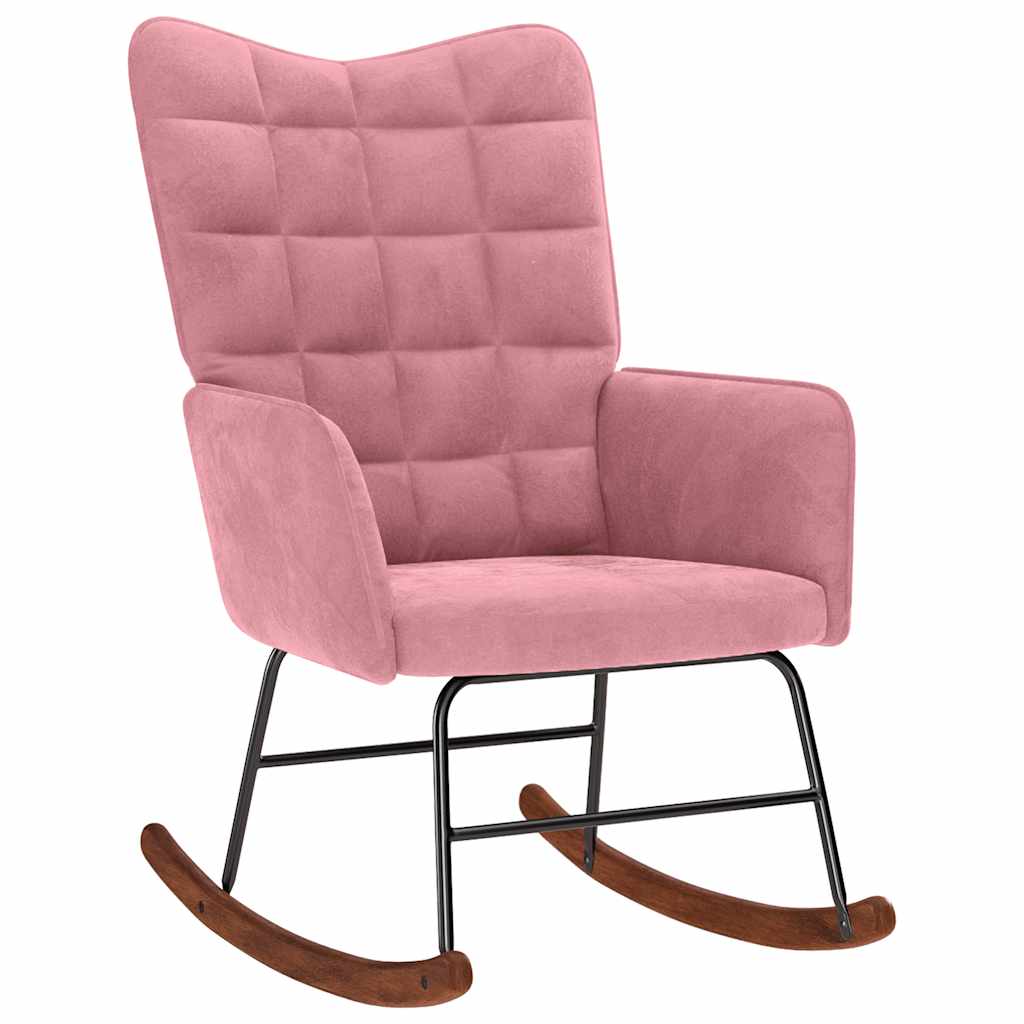 Cadeira de baloiço veludo rosa