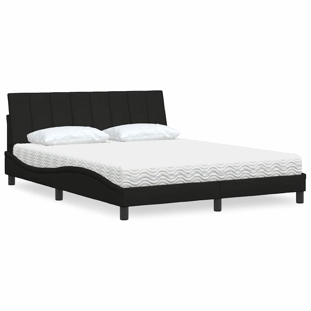 Cama com colchão hanko 160x200 cm tecido preto