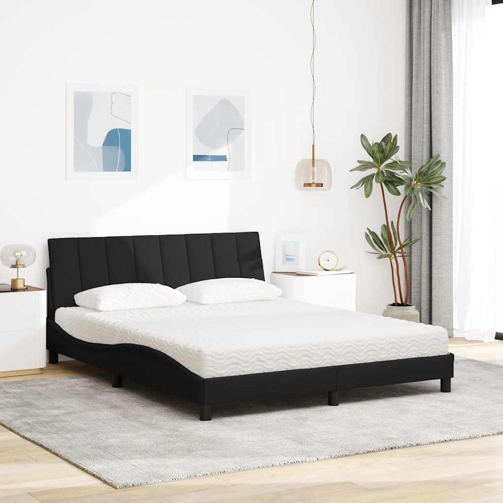 Cama com colchão hanko 160x200 cm tecido preto