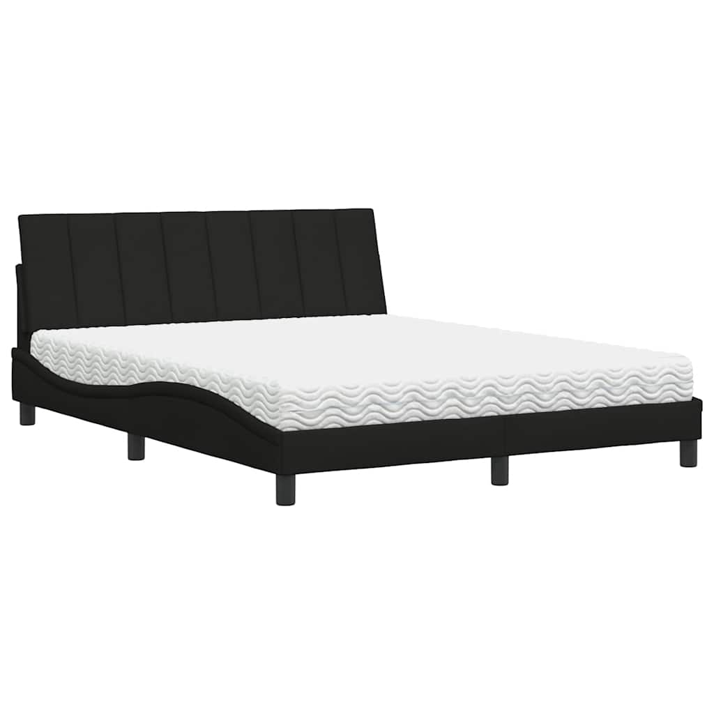 Cama com colchão hanko 160x200 cm tecido preto