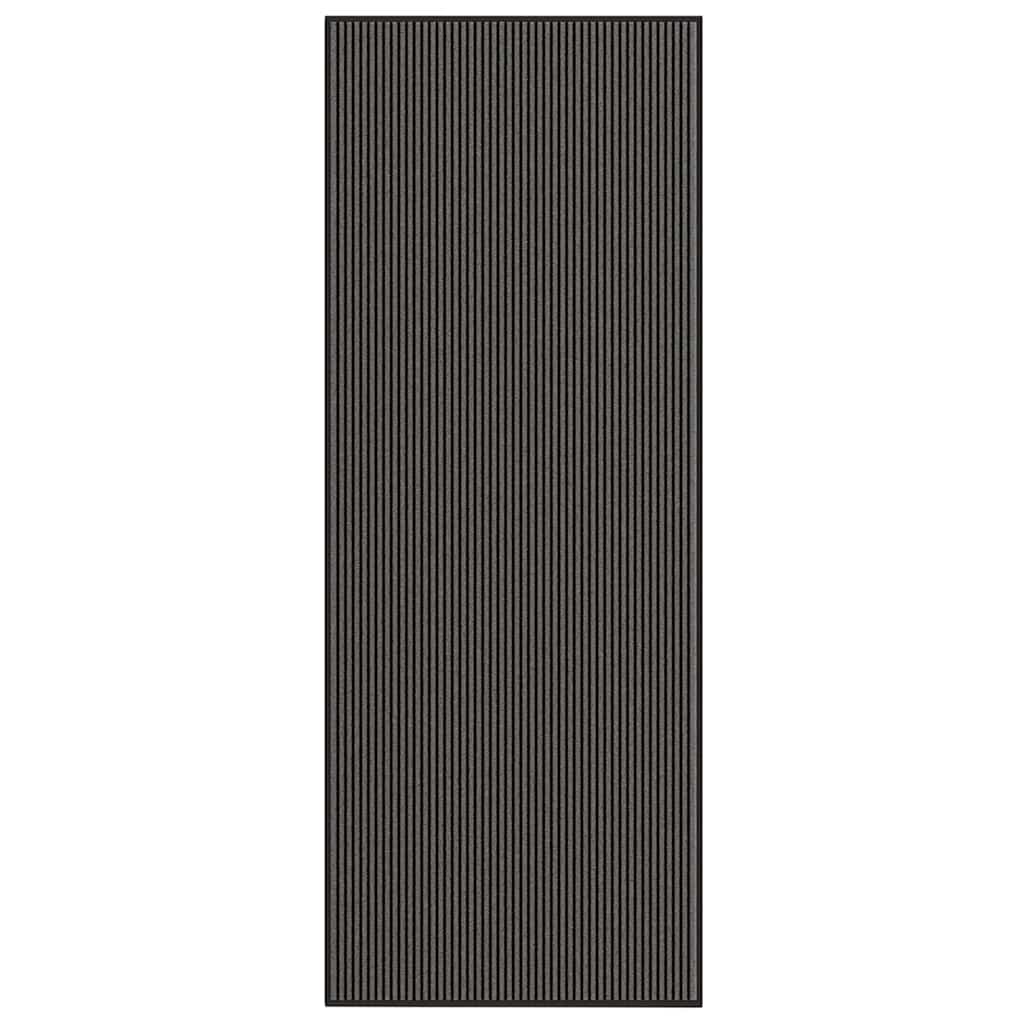 Capacho às riscas preto e cinzento 115x300 cm