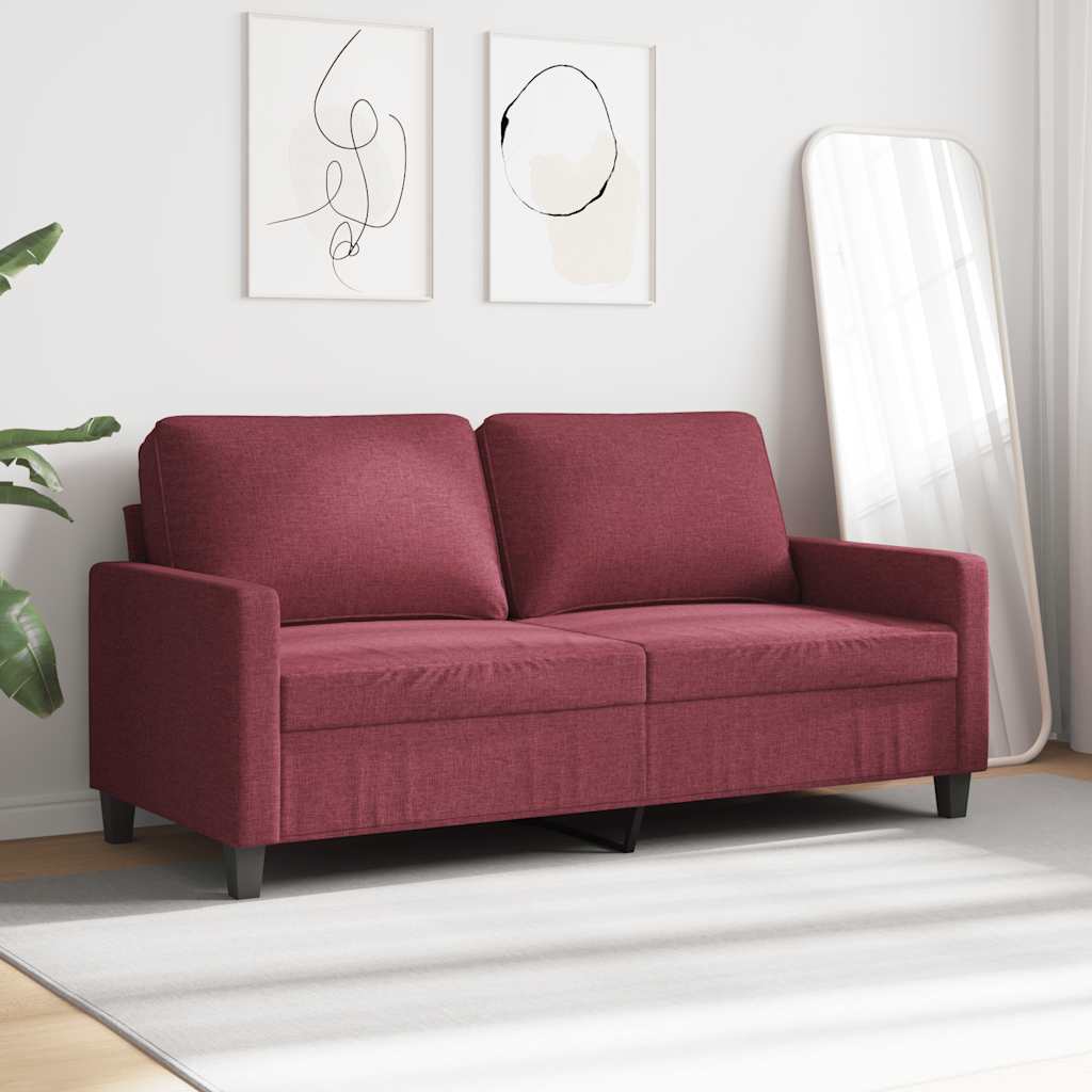 Sofá de 2 lugares tecido 140 cm vermelho tinto