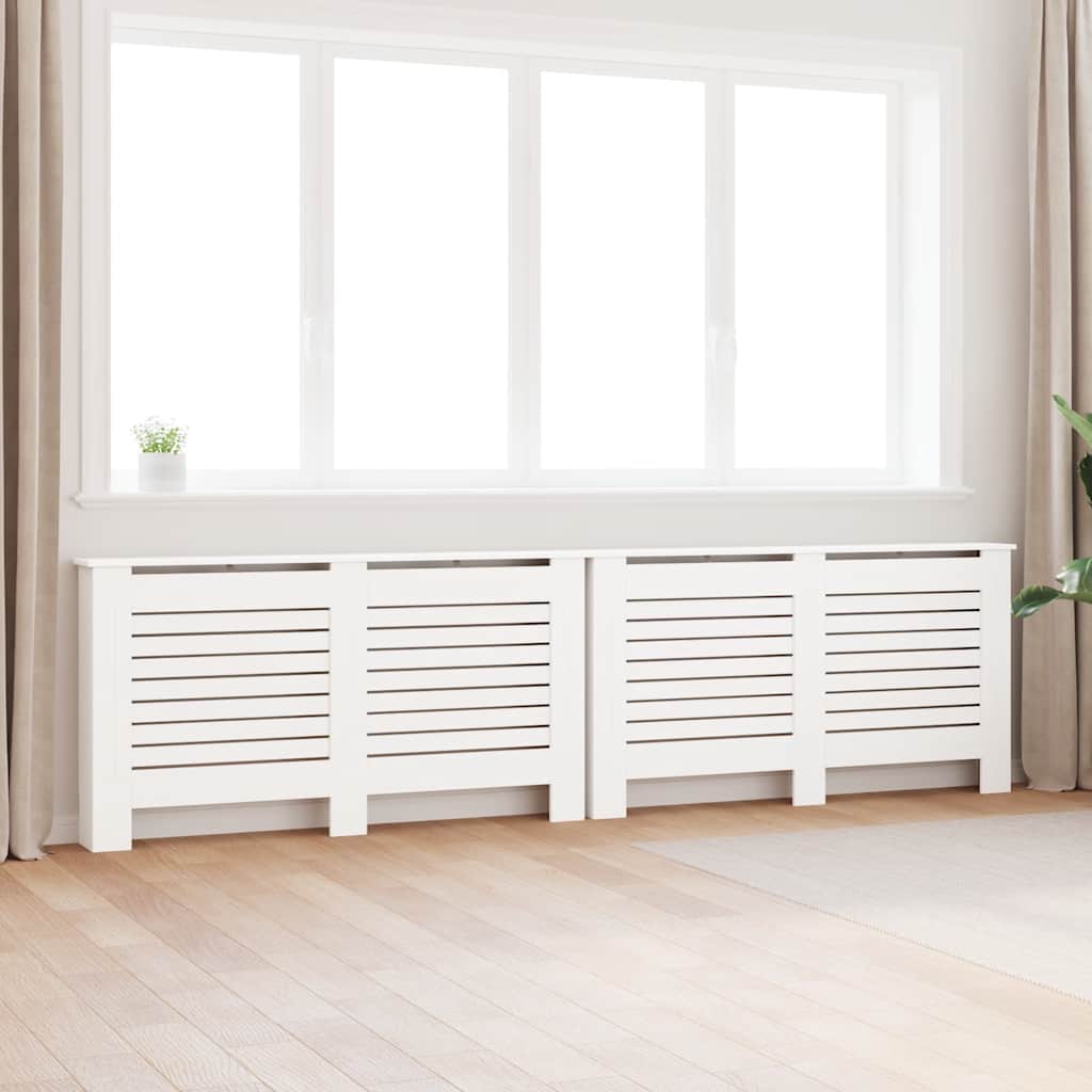 Coberturas de radiador 2 pcs 152x19x81,5 cm MDF branco