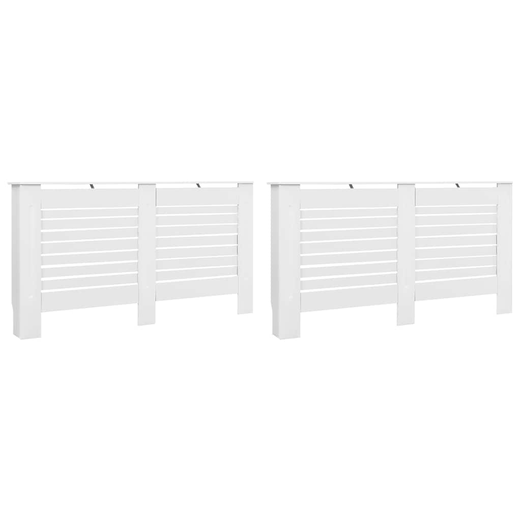 Coberturas de radiador 2 pcs 152x19x81,5 cm MDF branco