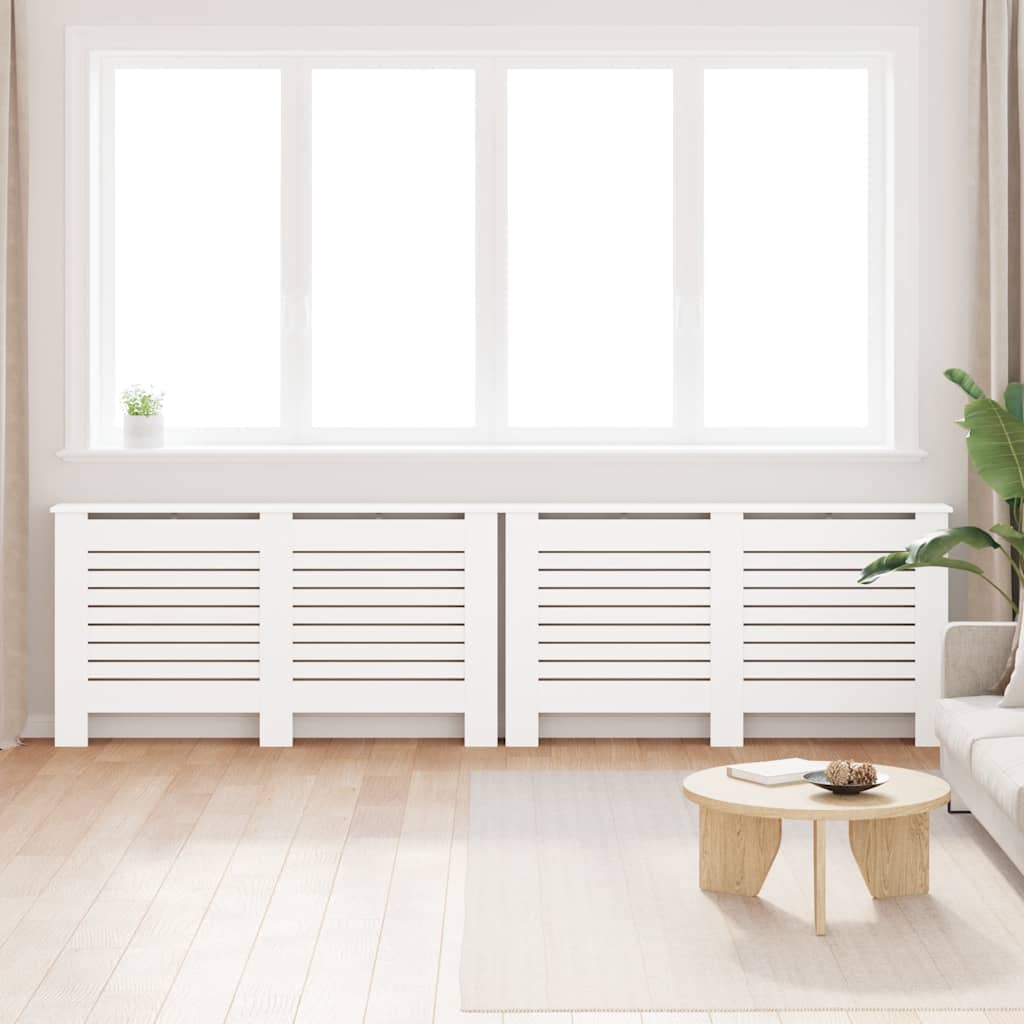 Coberturas de radiador 2 pcs 152x19x81,5 cm MDF branco