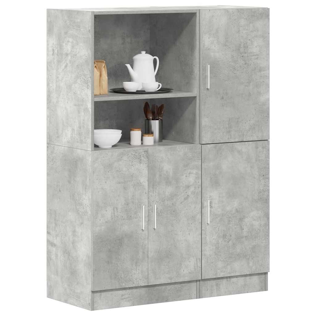 2 Pcs armário de cozinha conjunto deriv. madeira cinza cimento