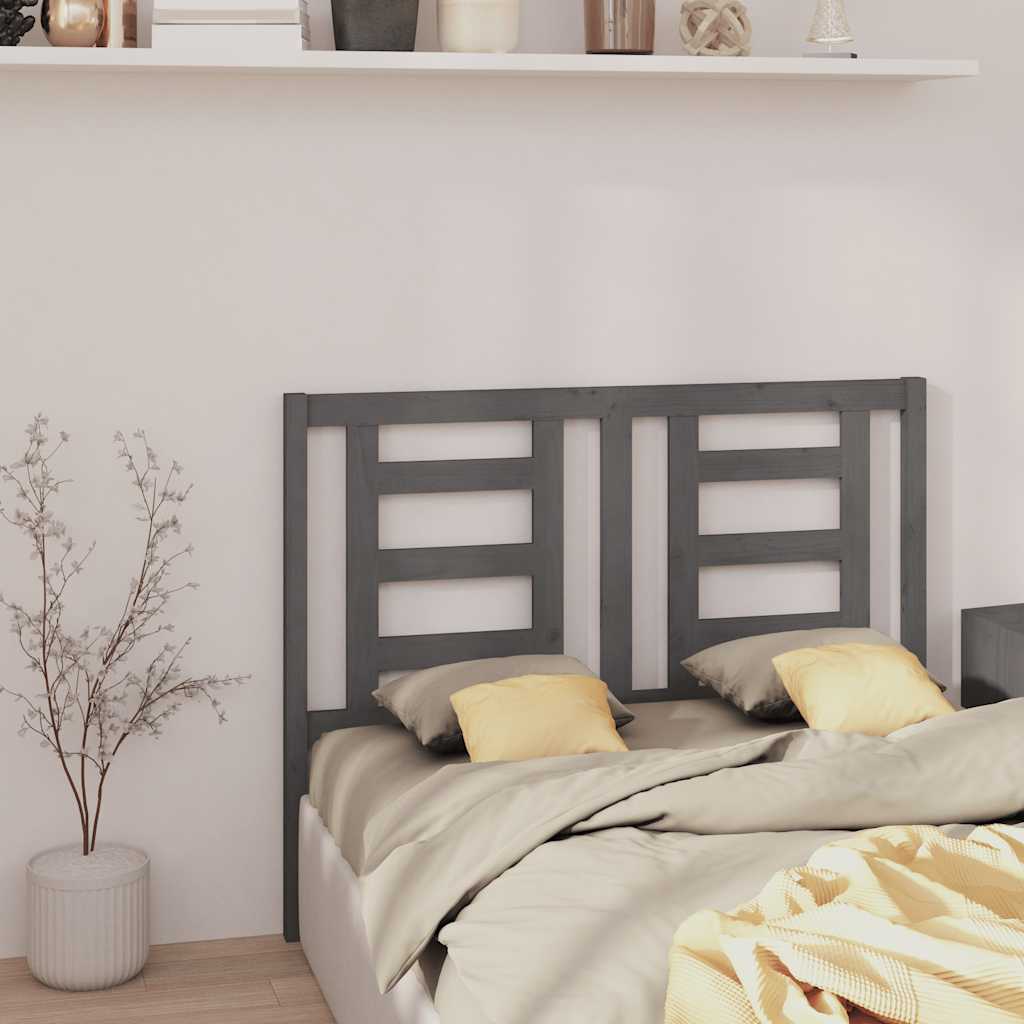 Cabeceira de cama 146x4x100 cm pinho maciço cinzento