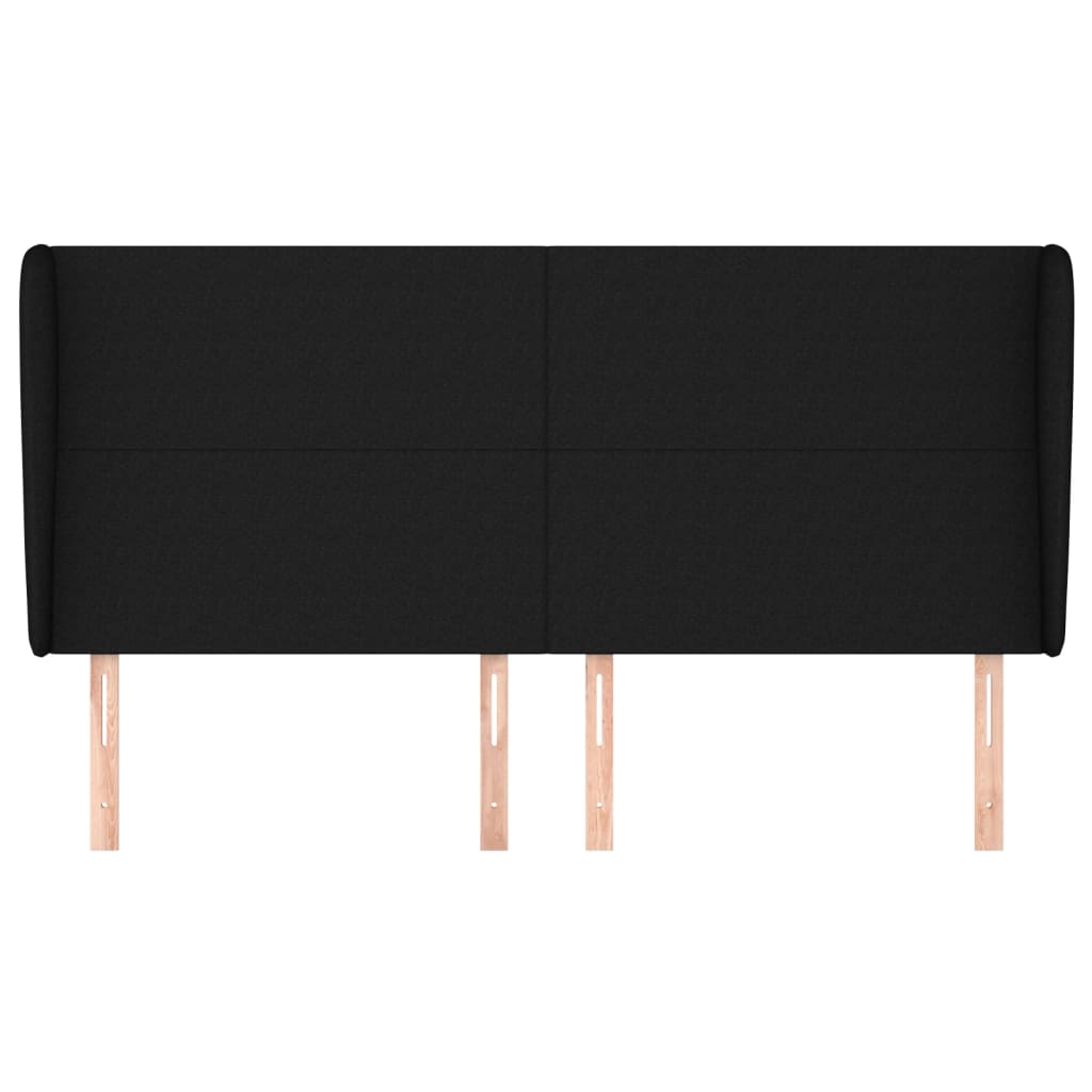 Cabeceira de cama c/ abas tecido 163x23x118/128 cm preto