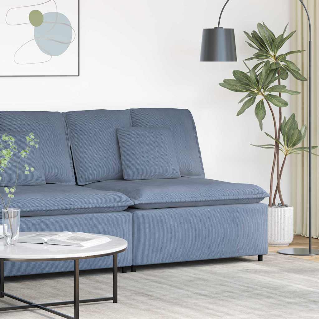 Módulo central para sofá modular com almofadas azuis, 100 cm