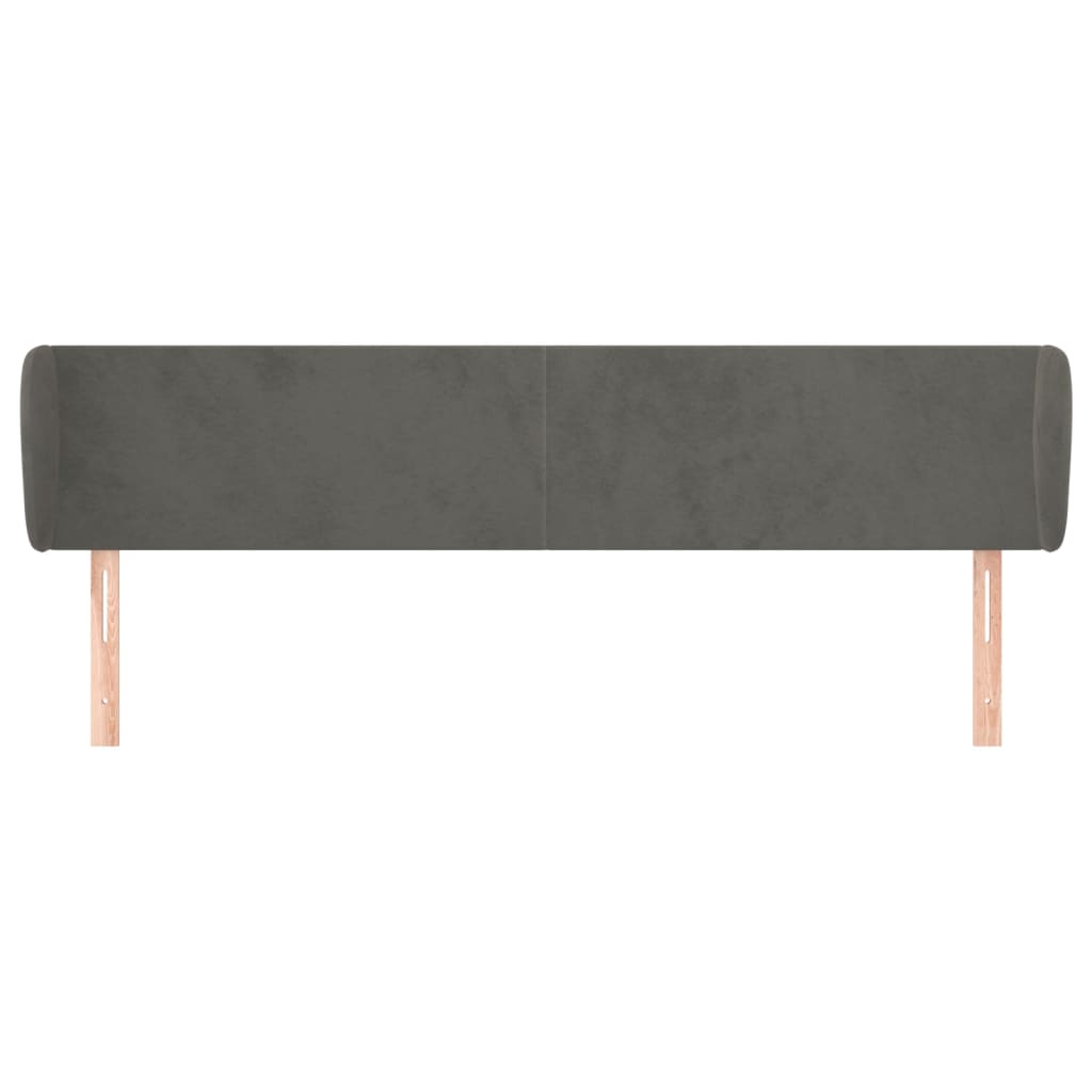 Cabeceira de cama c/ abas veludo 203x23x78/88cm cinzento-escuro