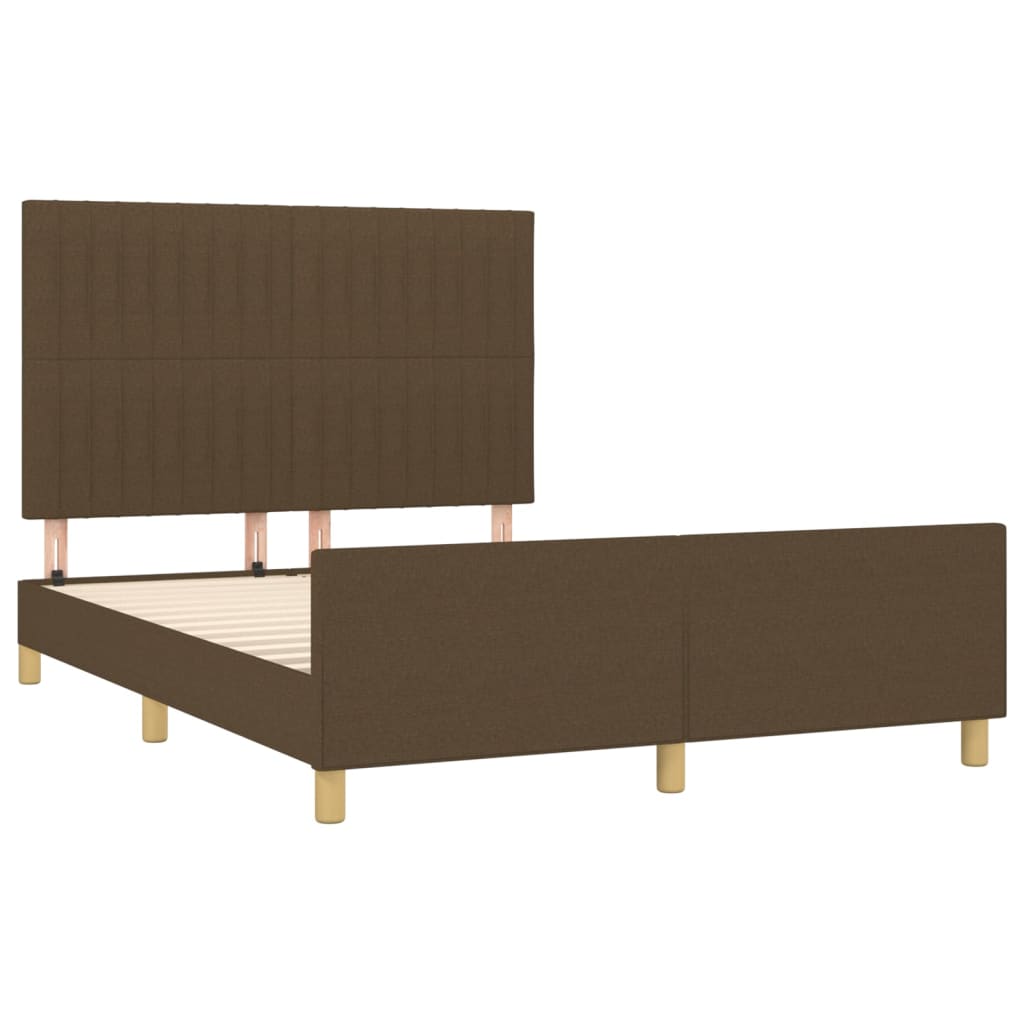 Estrutura de cama sem colchão 140x200 cm tecido castanho-escuro
