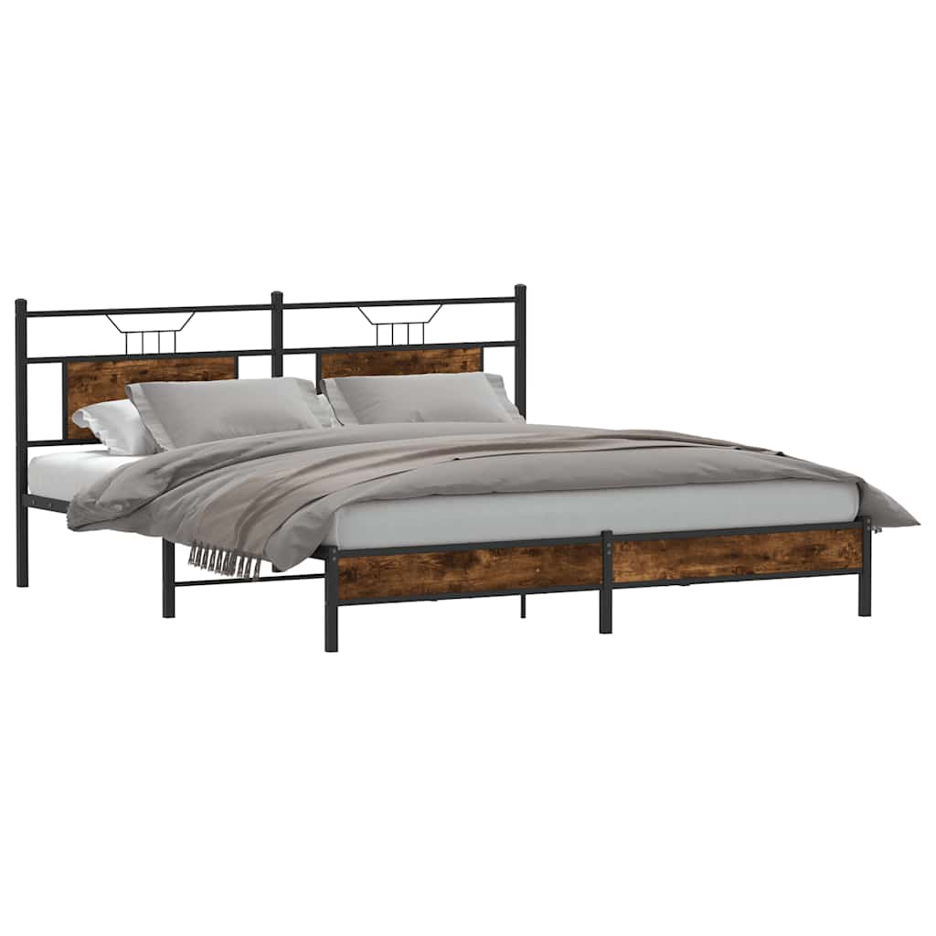 Estrutura de cama sem colchão 183x213 cm carvalho fumado