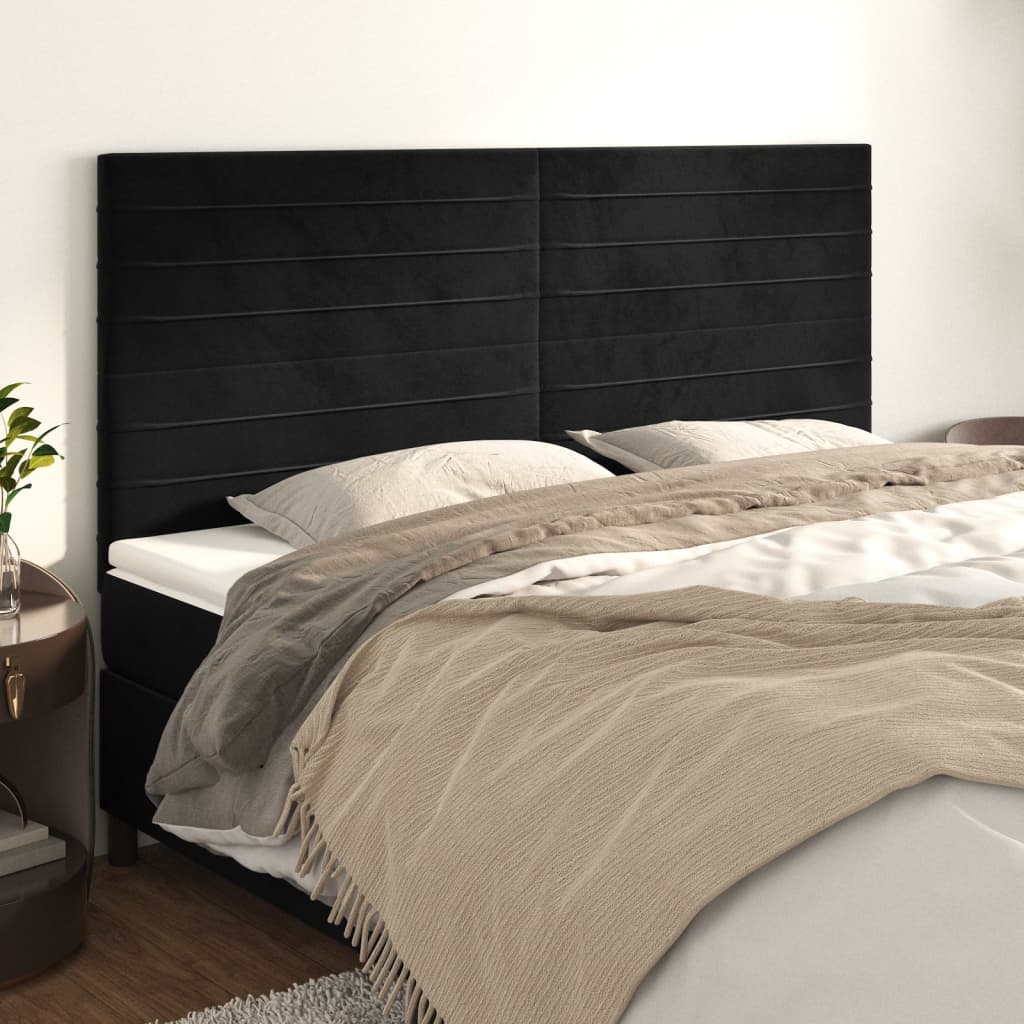 Cabeceira preta 180x5x118/128 cm veludo