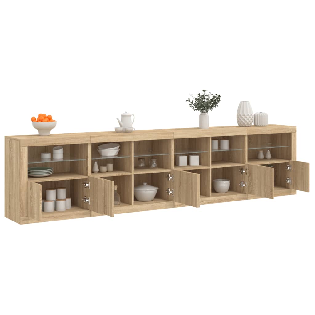Aparador com luzes LED 283x37x67 cm carvalho sonoma