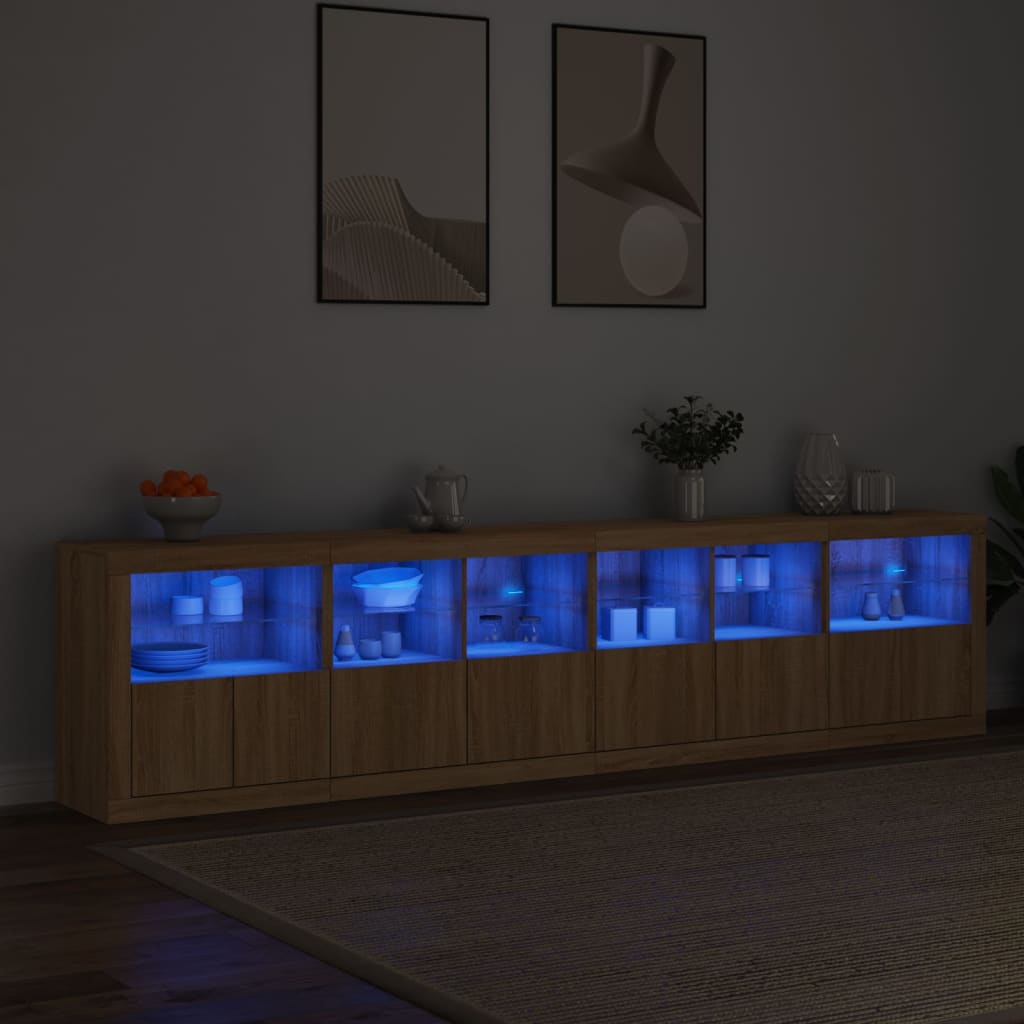 Aparador com luzes LED 283x37x67 cm carvalho sonoma