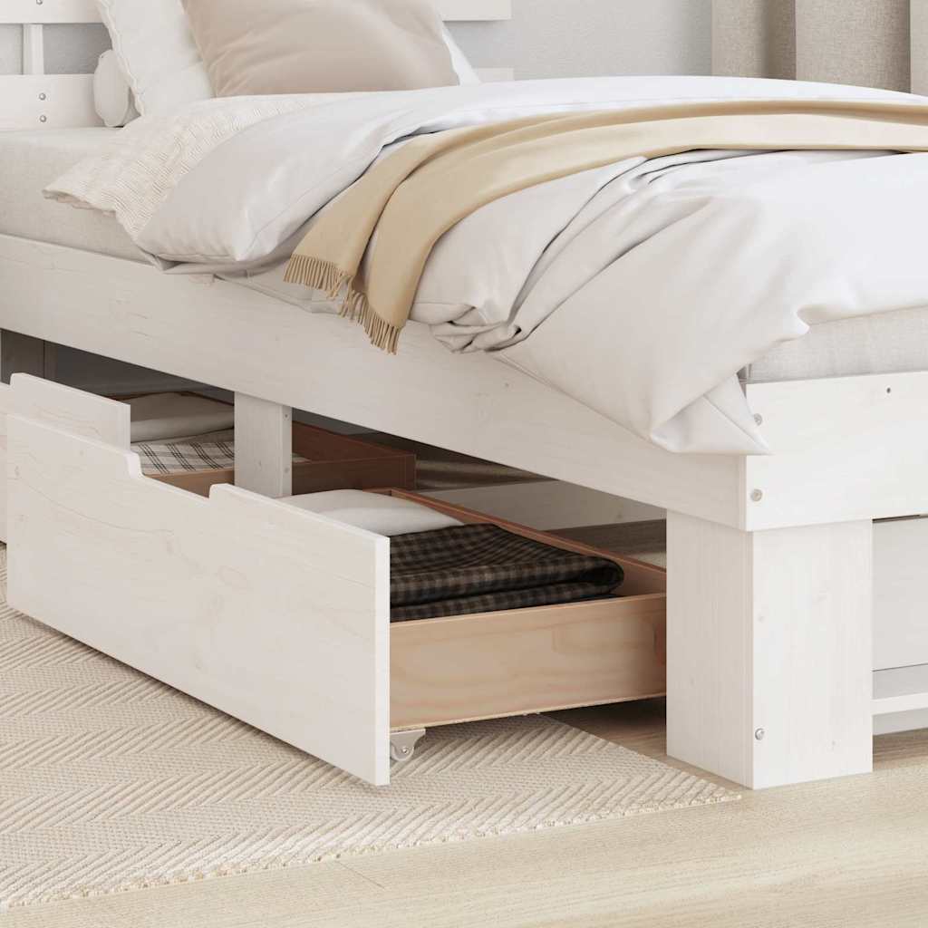 Estrutura da cama branco 75 x 190 cm madeira de pinheiro sólida