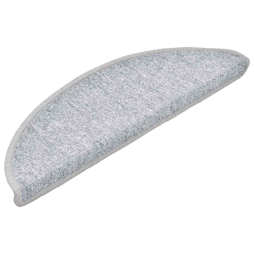 Tapetes de escada 20 peças 56x17x3 cm cinza claro semicircular