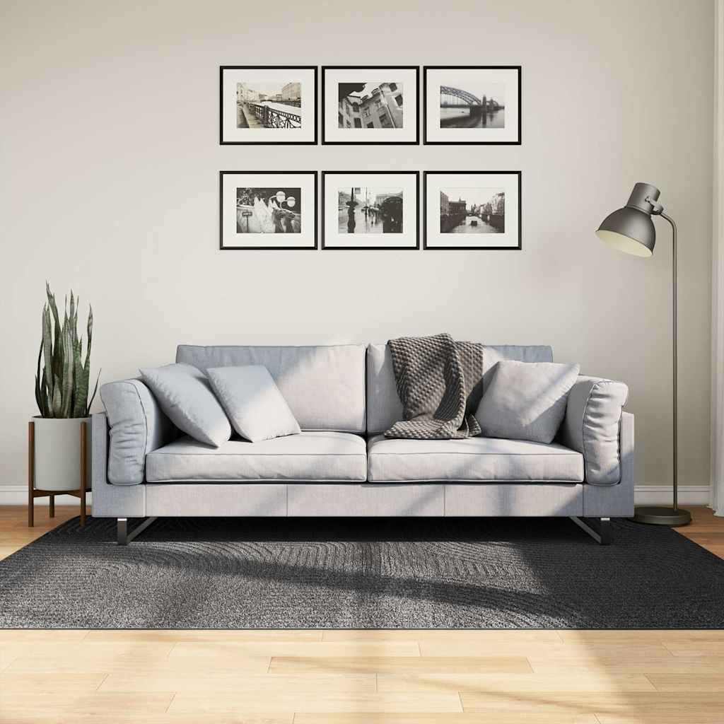 Tapete de pelo curto iza visual escandinavo 140x200cm antracite