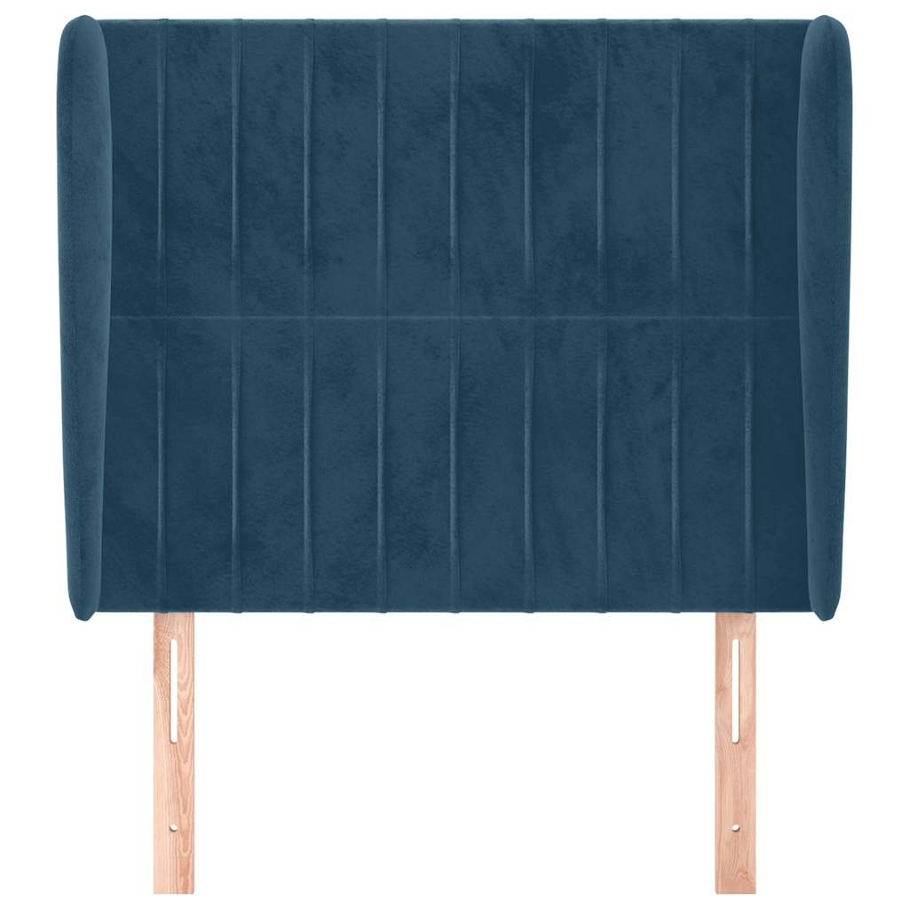 Cabeceira cama c/ abas veludo 83x23x118/128 cm azul-escuro