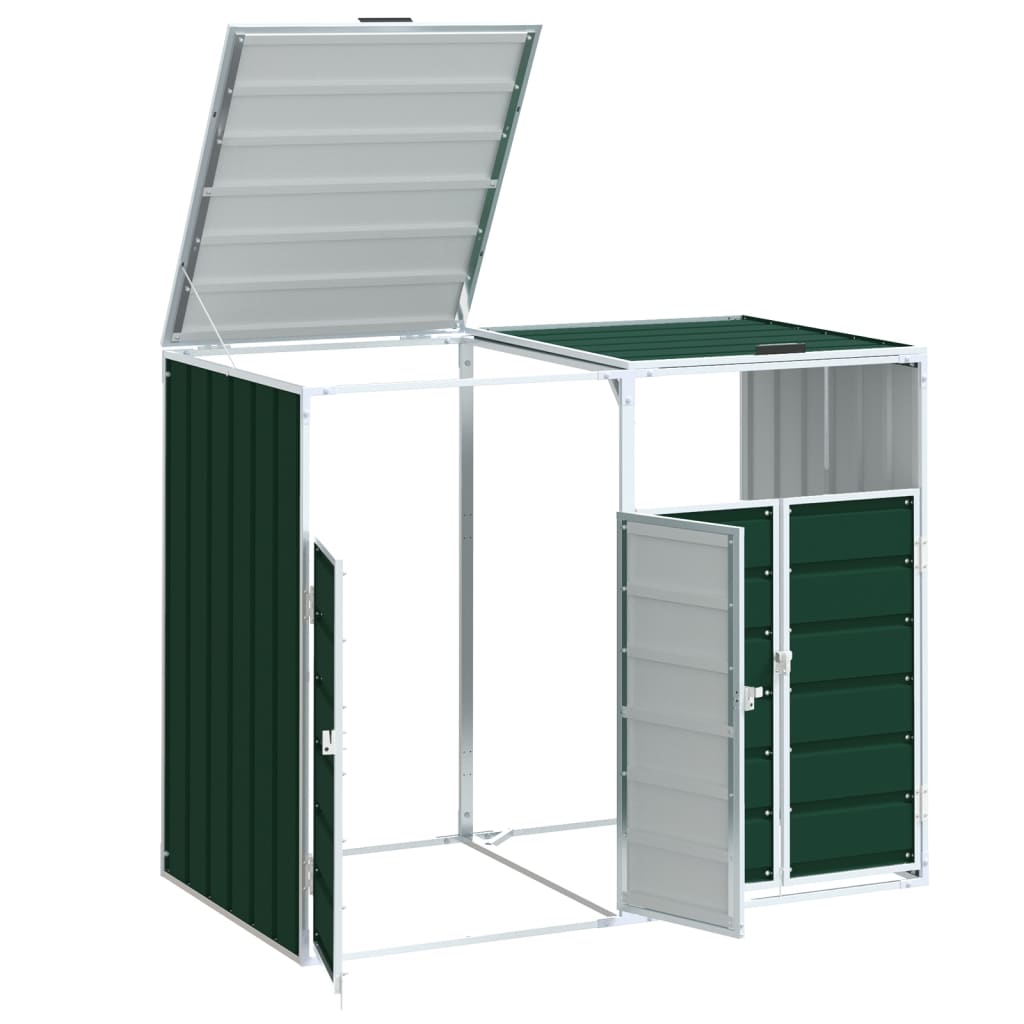 Contentor c/ rodas p/ dois caixotes lixo 144x81x113cm aço verde