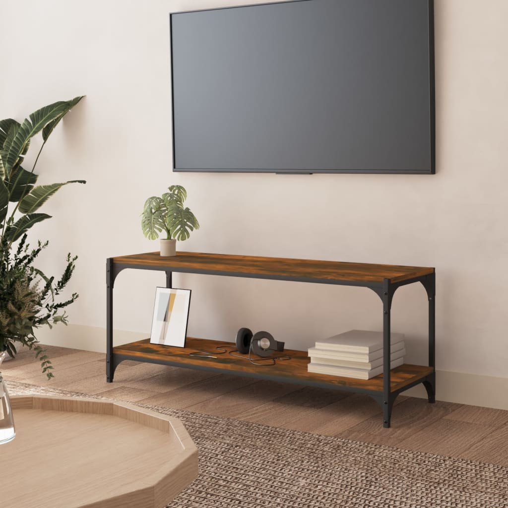 Móvel TV 100x33x41 cm derivados madeira/aço cor carvalho fumado
