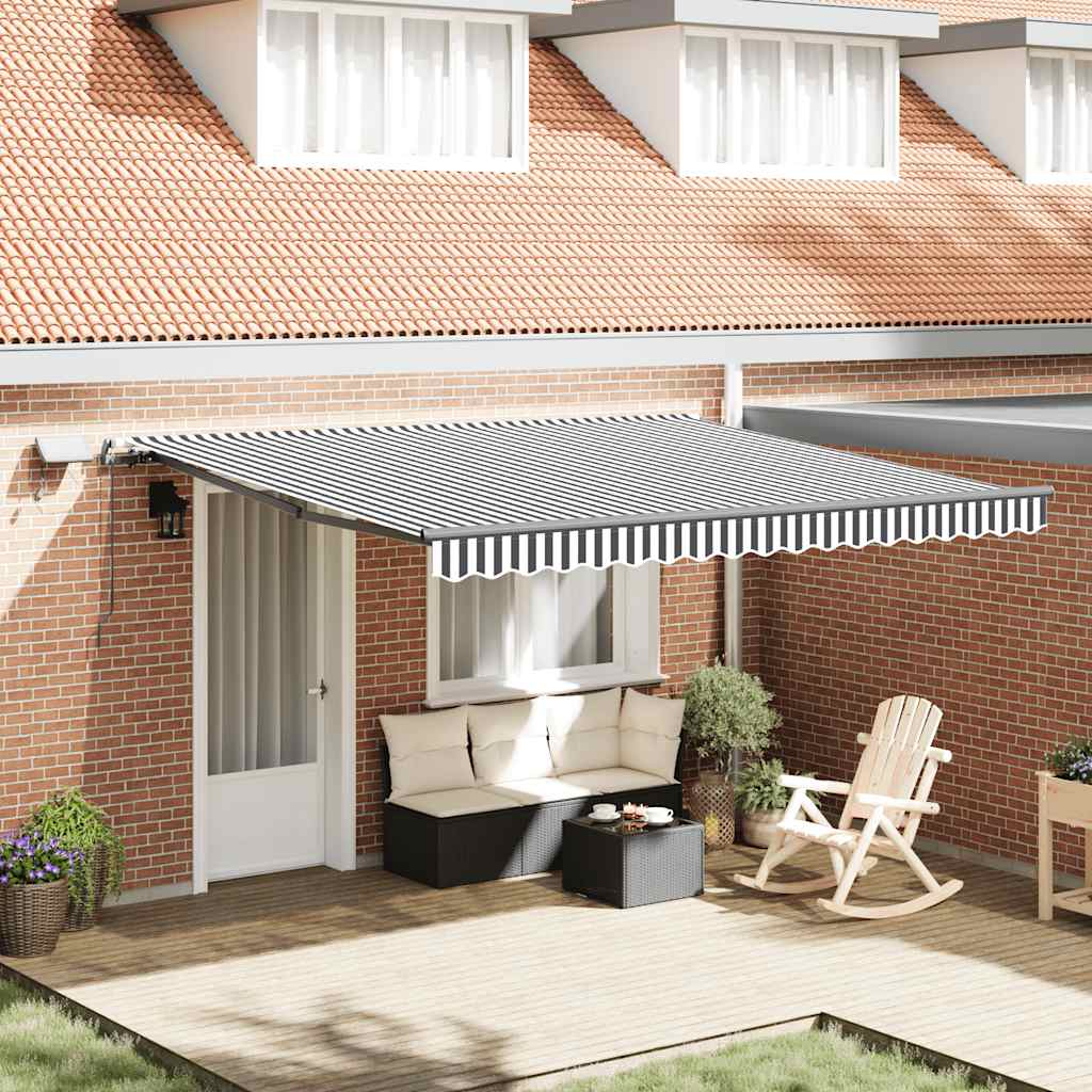 Toldo retrátil manual com luzes leds 400x300cm antracite/branco