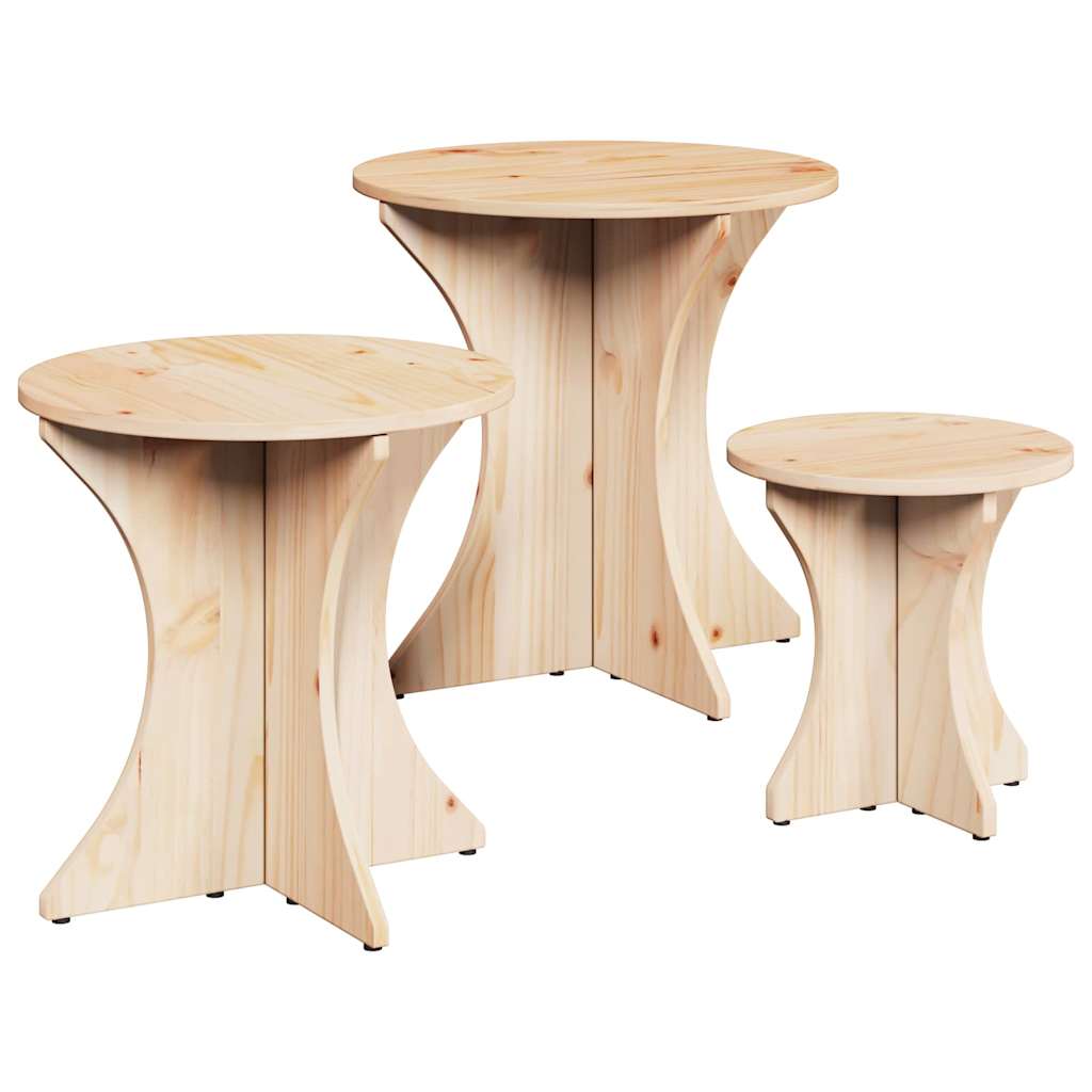 Mesa de centro 3 unid. natural 46 x 46 x 47 cm