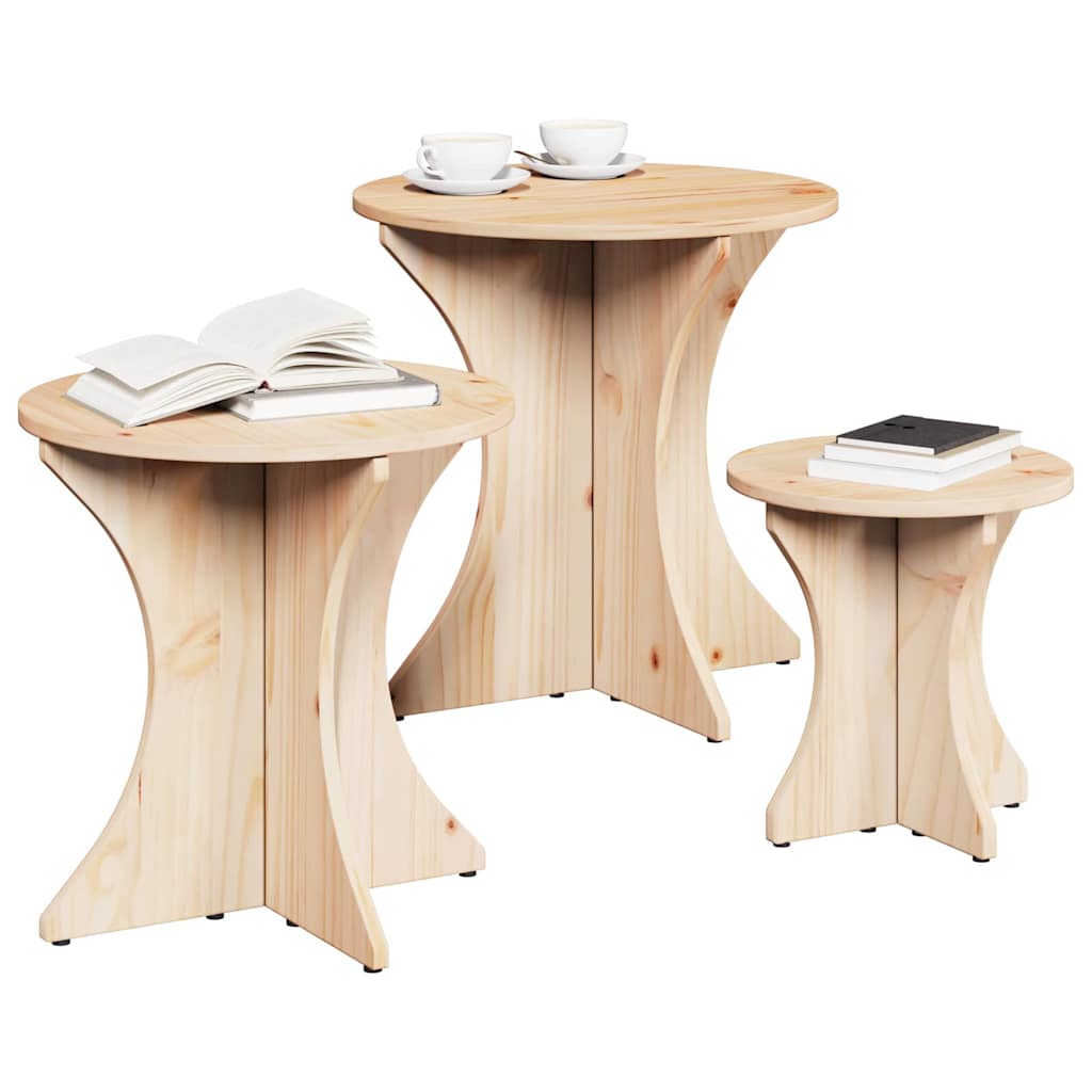 Mesa de centro 3 unid. natural 46 x 46 x 47 cm