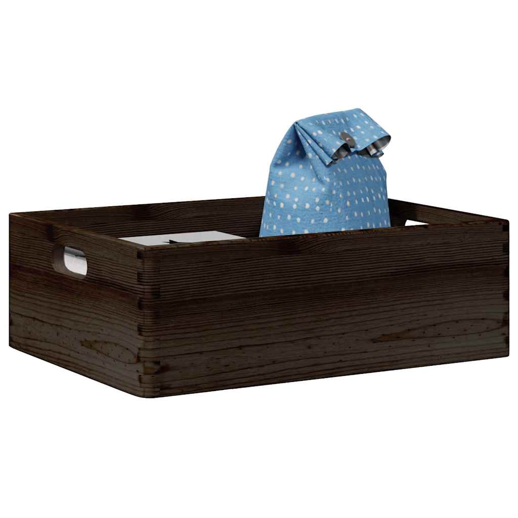 Caixa madeira com pegas preta 40x30x13 cm pinho madeira maciça