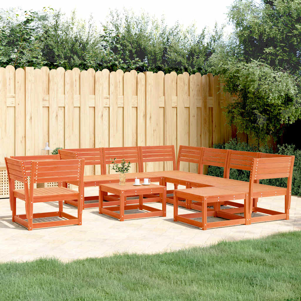 8 Pcs conjunto lounge de jardim pinho maciço castanho-mel