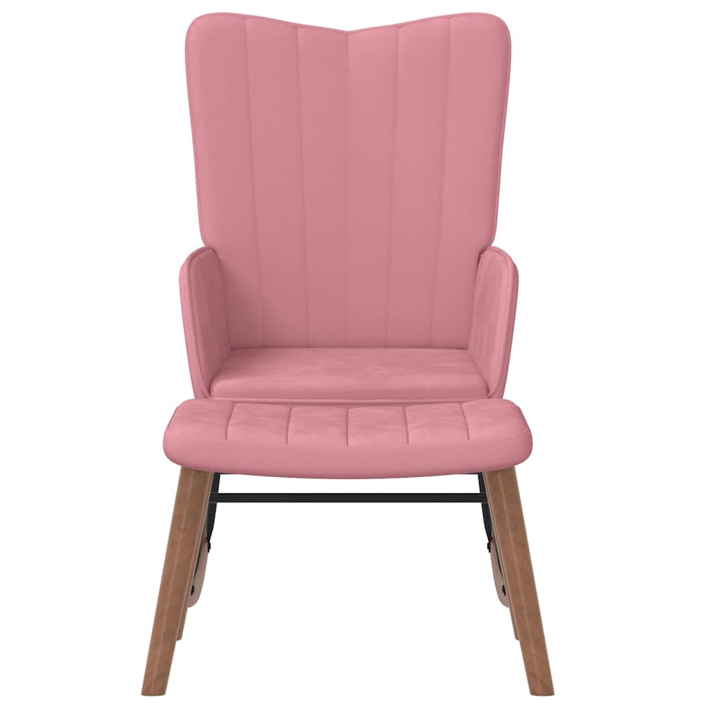 Cadeira de baloiço com banco veludo rosa