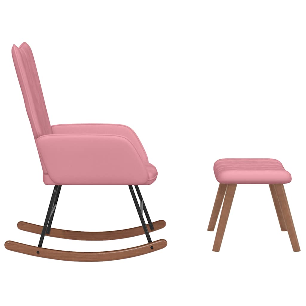 Cadeira de baloiço com banco veludo rosa