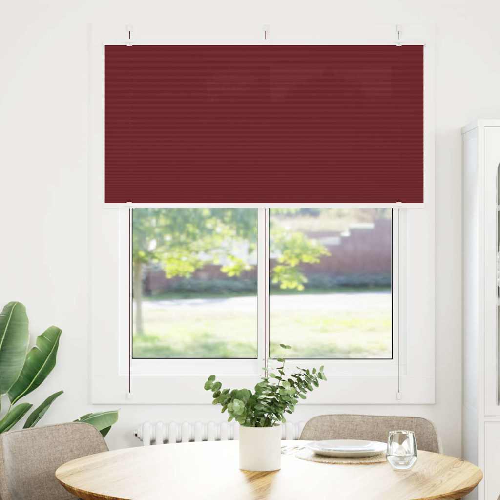 Plissado cego bordéus vermelho 120x100 cm largura tecido