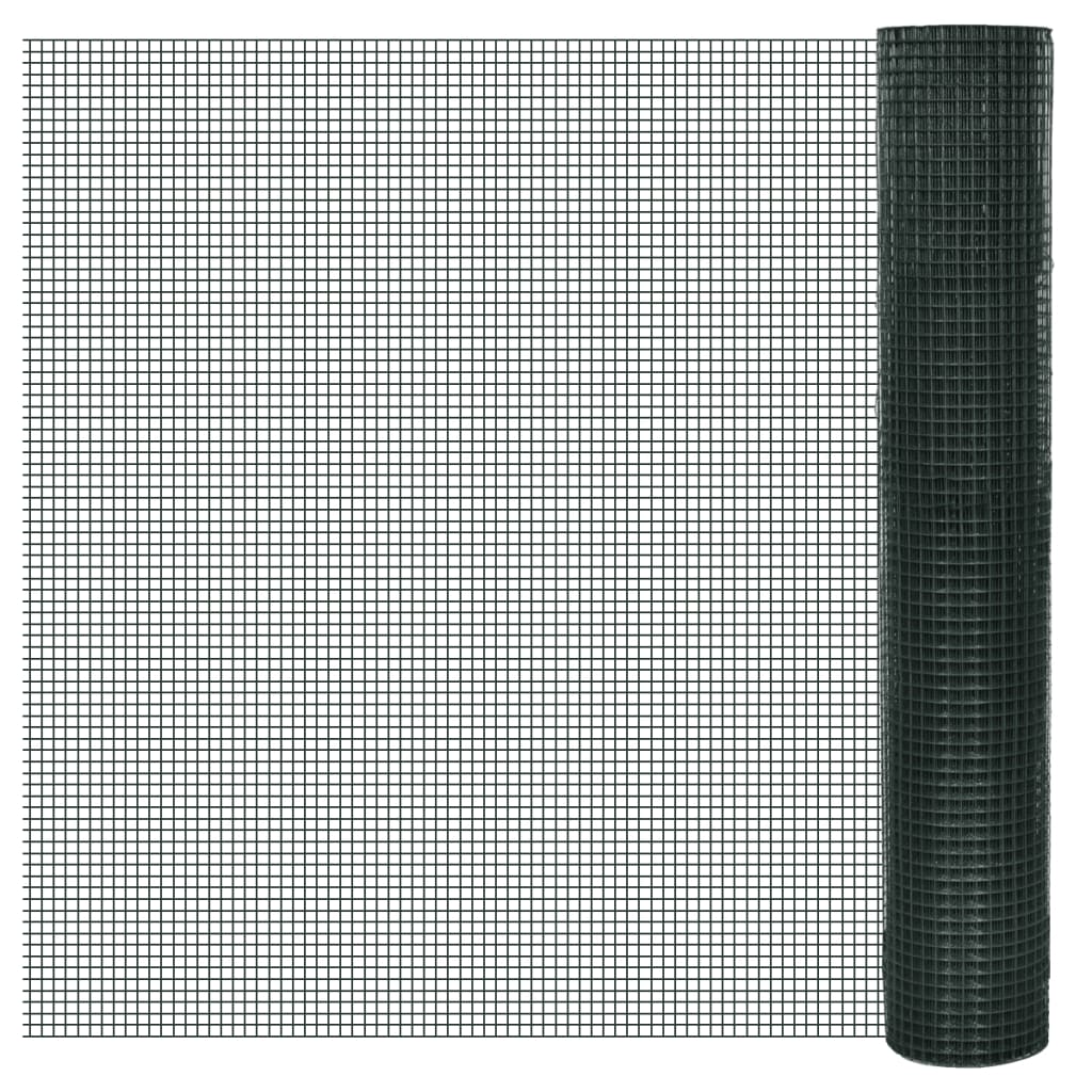 Cerca arame p/ galinheiro c/ revestimento PVC 25x1 m aço verde