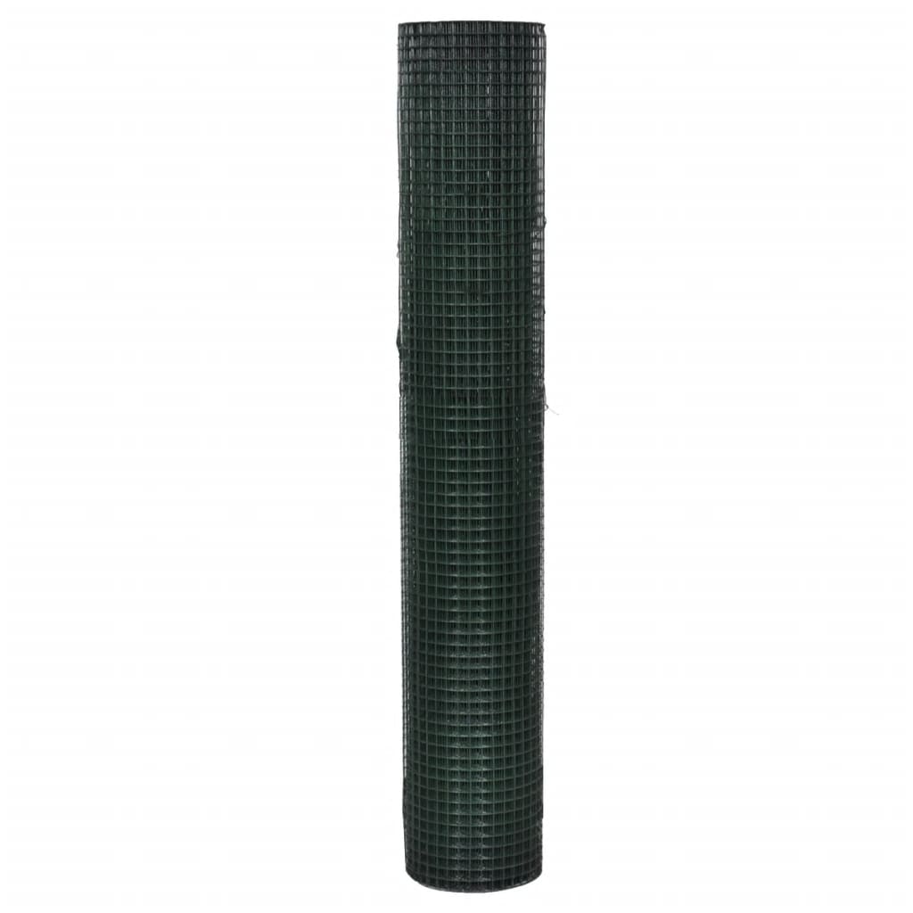 Cerca arame p/ galinheiro c/ revestimento PVC 25x1 m aço verde
