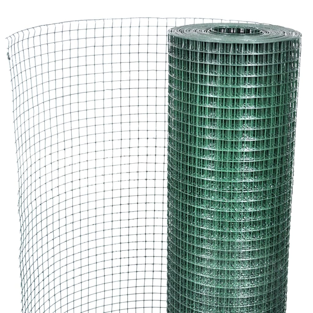 Cerca arame p/ galinheiro c/ revestimento PVC 25x1 m aço verde